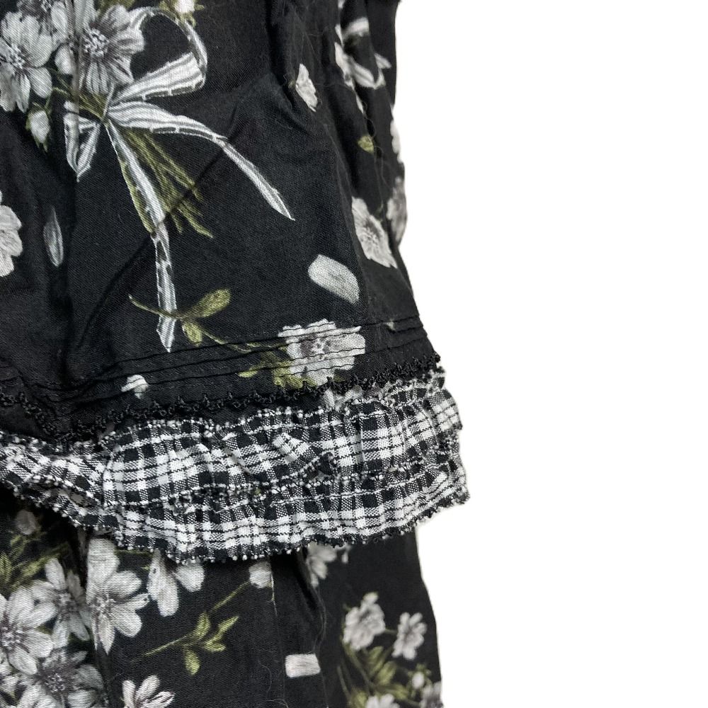 美品✨ピンクハウス　ティアード　リボン　ロングスカート　ピコフリル　ブラック 美品✨ピンクハウス ティアード リボン ロングスカート ピコフリル