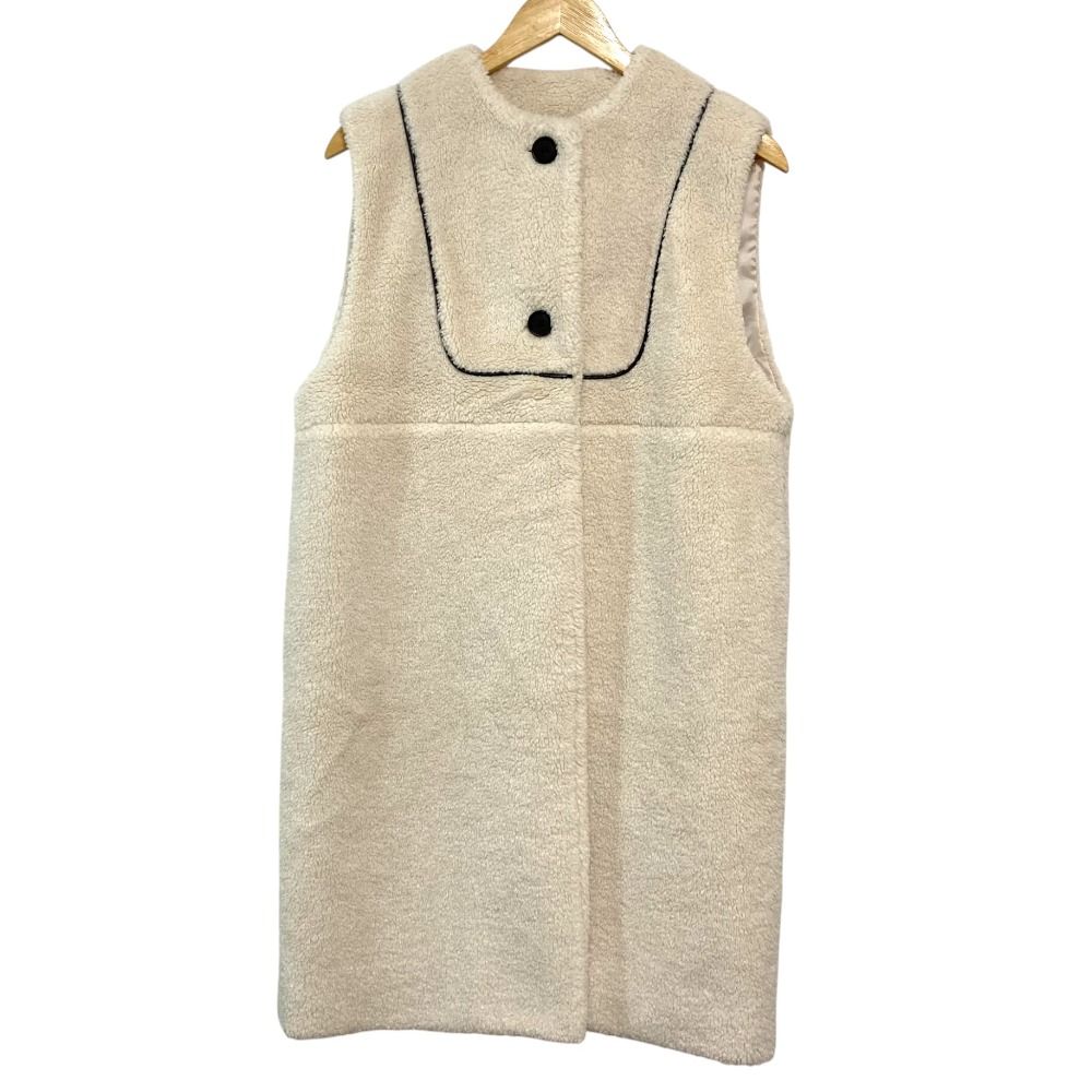 美品 22AW yori ヨリ もこもこロングジレ ボア ノースリーブコート