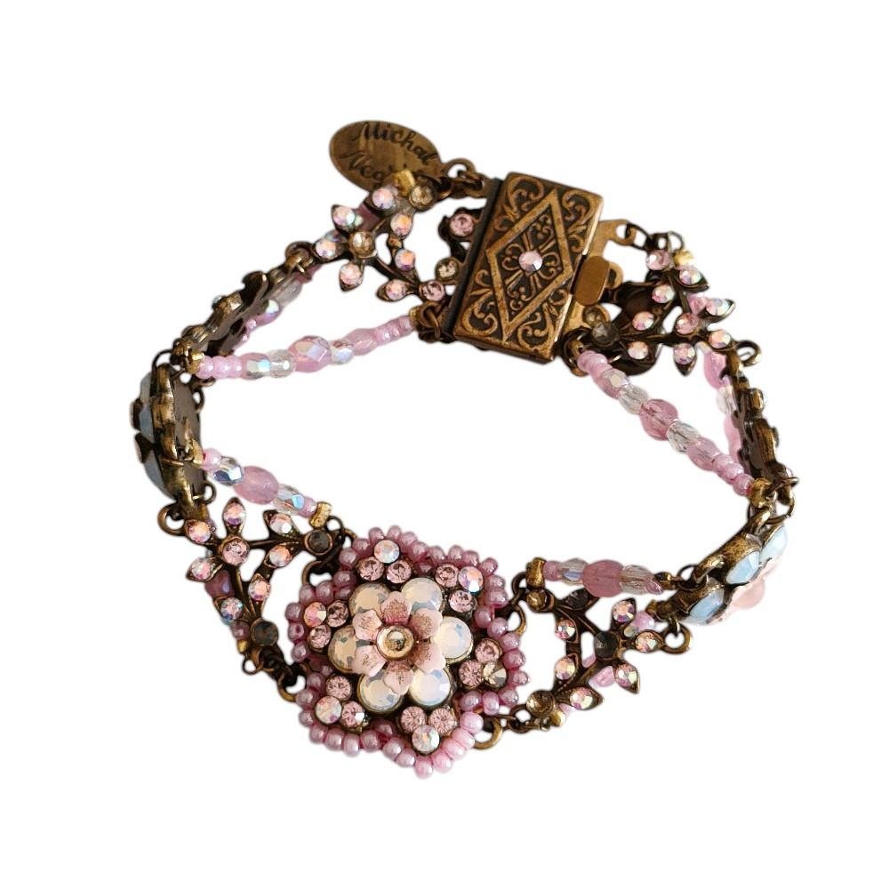 michal negrin　ミハエルネグリン　花　 ヴィンテージ ブレスレット 良品 Michal Negrin ミハエルネグリン フラワービーズ ラインストーン