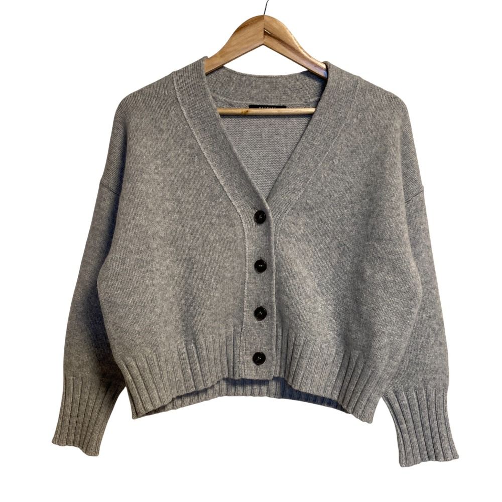 MACPHEEウールカシミヤブレンド袖リブニットガウンカーディガンSグレー MACPHEE - MACPHEEウールカシミヤブレンド袖リブニットガウン