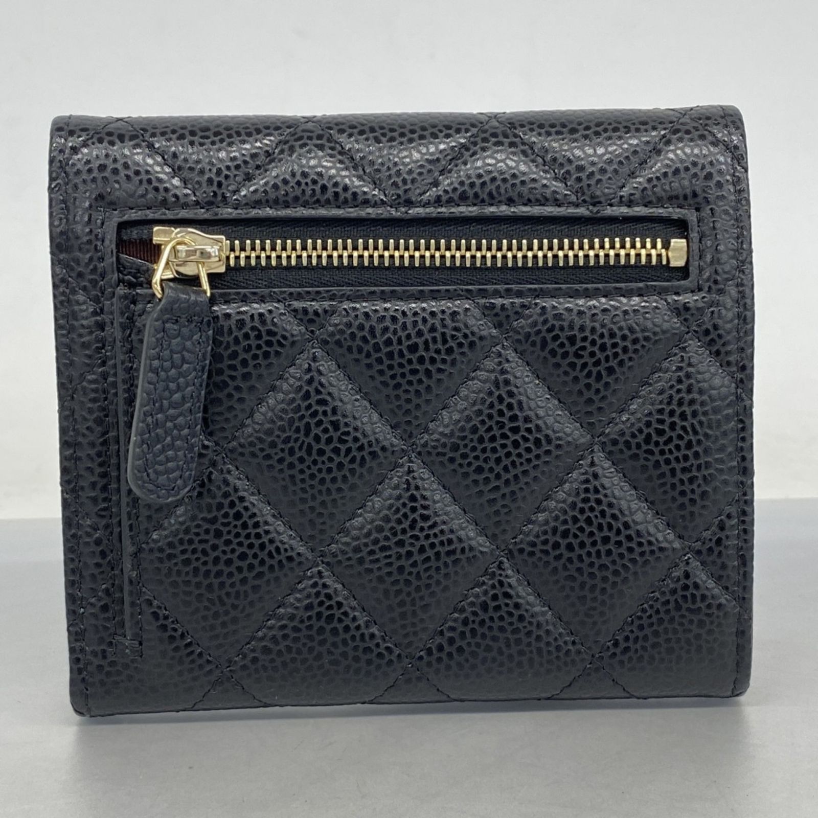 シャネル(Chanel) シャネル 三つ折り財布 マトラッセ キャビアスキン