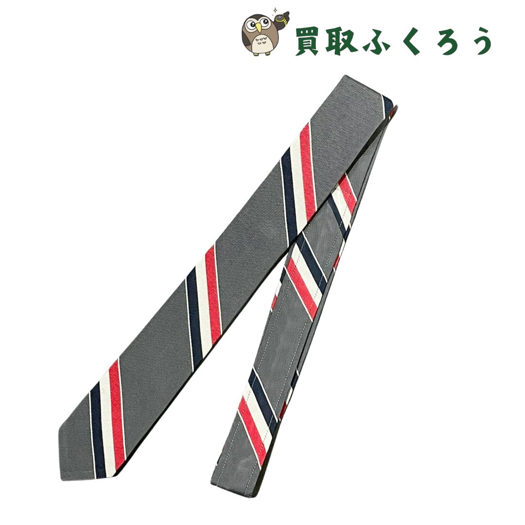 トムブラウン THOM BROWNE ストライプネクタイ グレー シルク | Shop