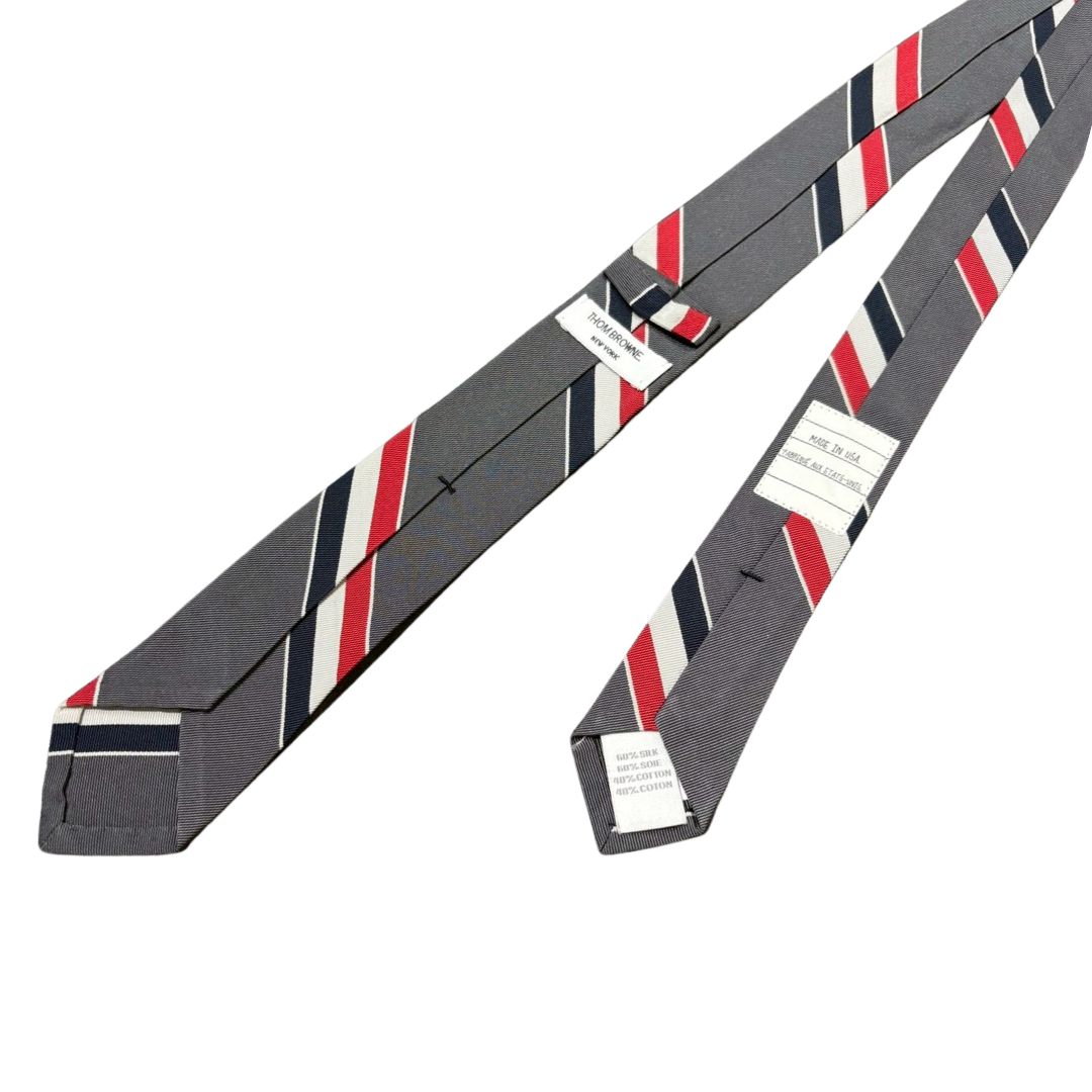 トムブラウン THOM BROWNE ストライプネクタイ グレー シルク - メルカリ