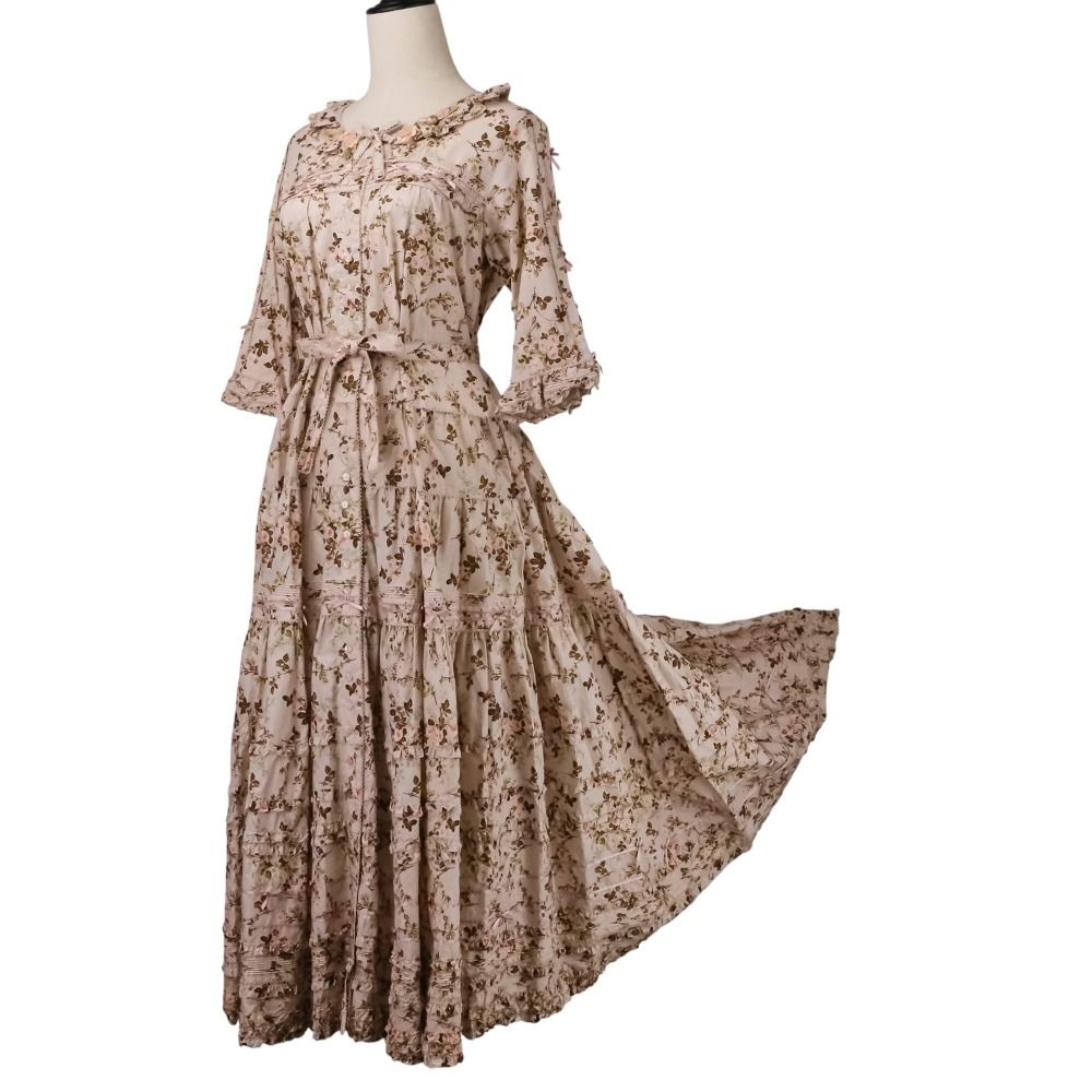 美品 PINK HOUSE ピンクハウス ピコフリル フラワーリボン フレア  