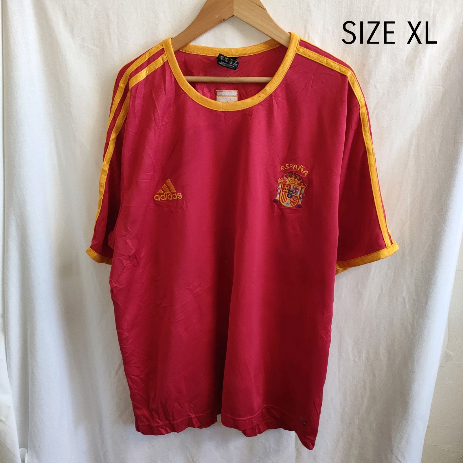 XL】海外古着 adidas スペイン代表 サッカー ユニフォーム 赤 レッド