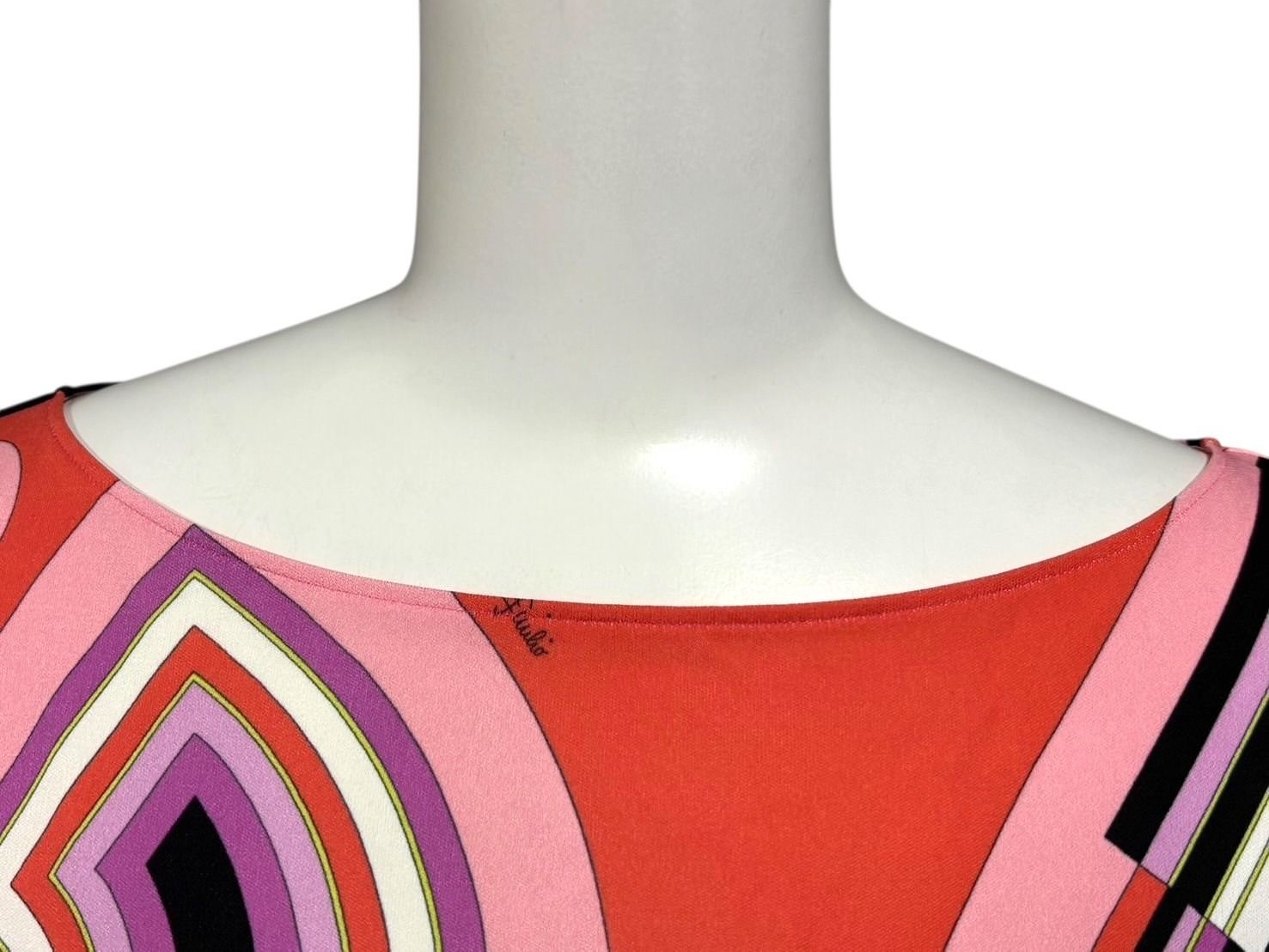 Emilio Pucci エミリオ プッチ カットソー 長袖 マルチカラー レーヨン シルク サイズ38 シルバー金具 66RN48 美品 中古 4b011221 Emilio Pucci エミリオ プッチ カットソー 長袖 マルチカラー レーヨン