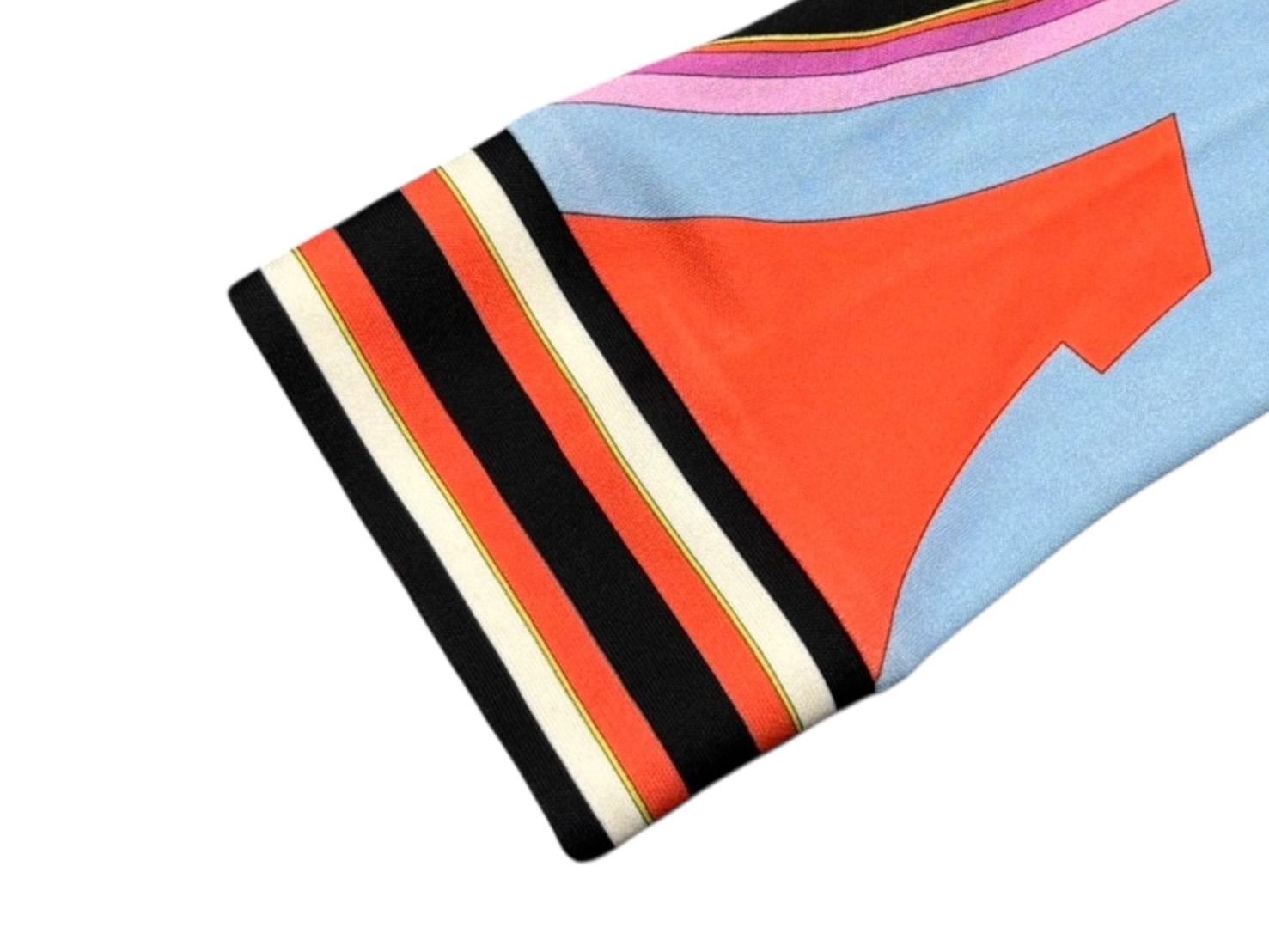 Emilio Pucci エミリオ プッチ カットソー 長袖 マルチカラー レーヨン シルク サイズ38 シルバー金具 66RN48 美品 中古 4b011221 Emilio Pucci エミリオ プッチ カットソー 長袖 マルチカラー レーヨン