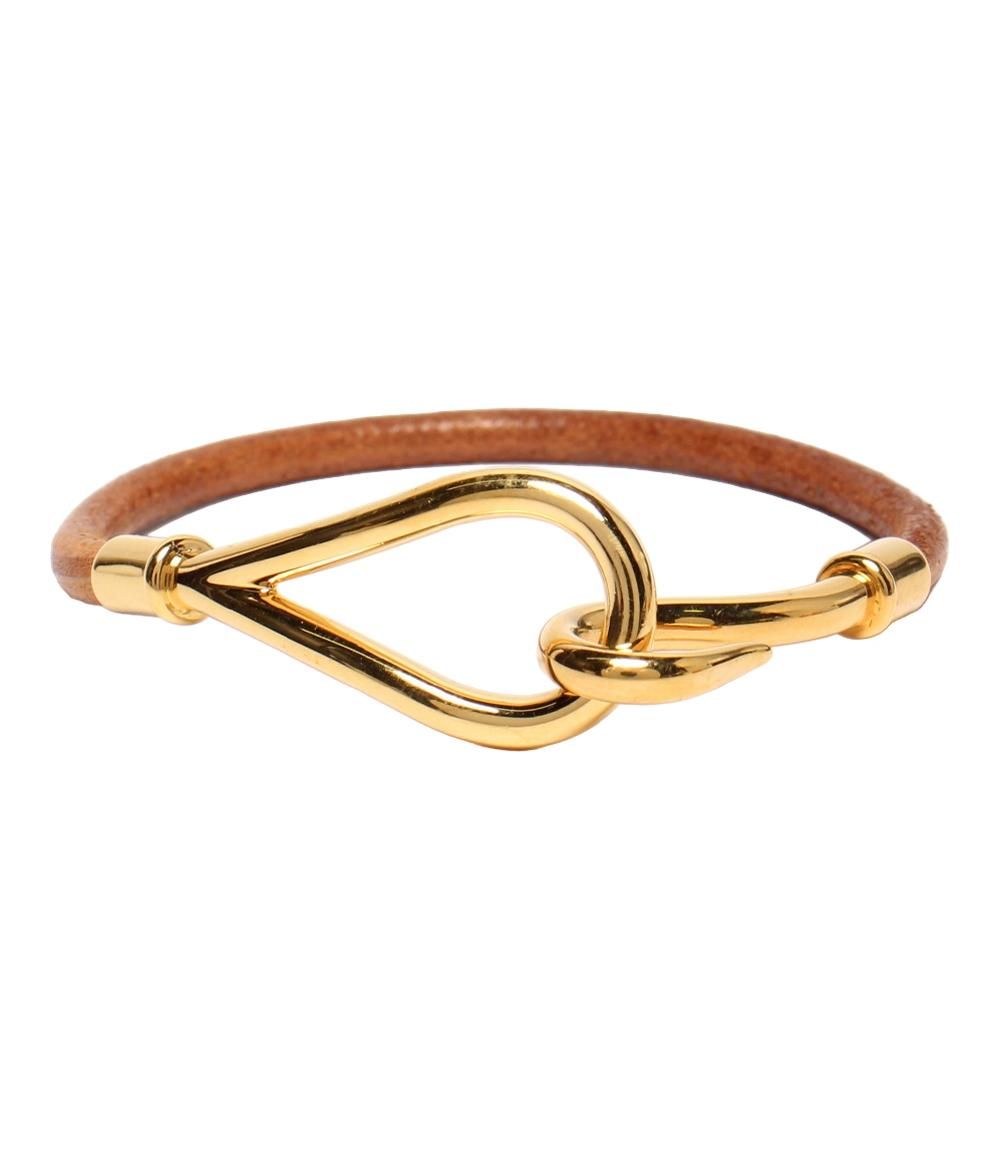 ！新品同然！　エルメス　バングル　ゴールド　レザー ほぼ未使用・廃盤】エルメス クロスモチーフ レザーバングル ゴールド