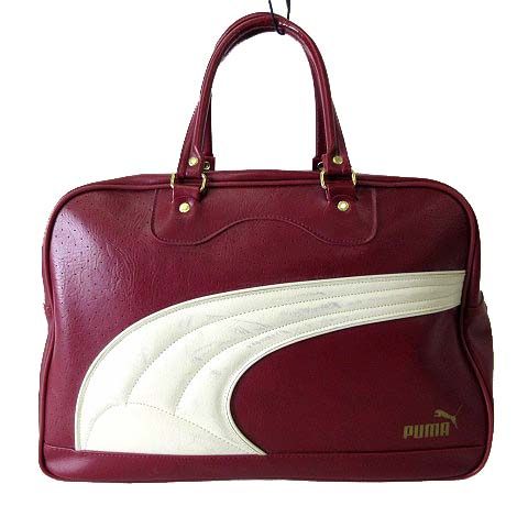 プーマ PUMA ヴィンテージ ボストンバッグ レザー レトロ柄 赤 レッド