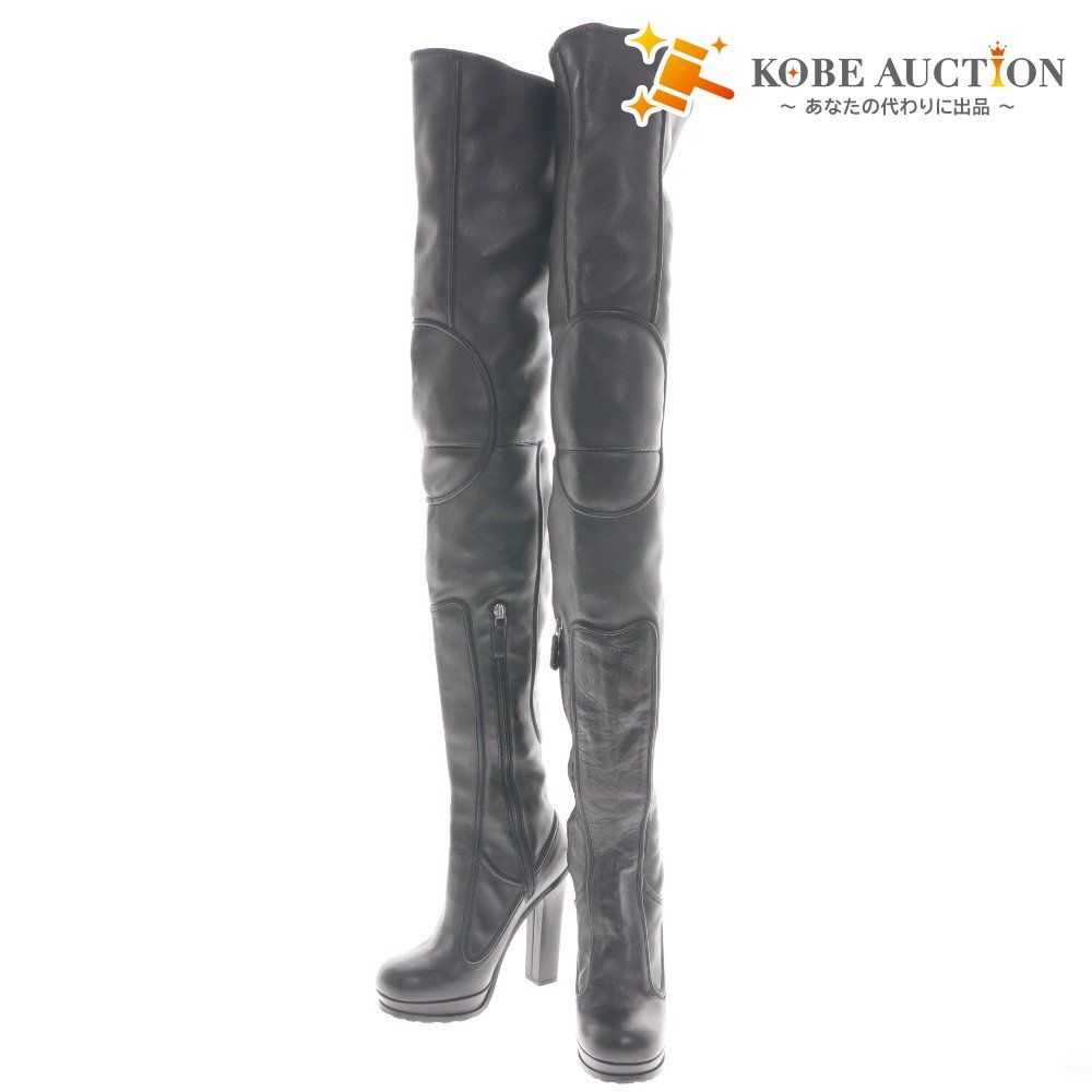 □ VERSACE ヴェルサーチェ ブーツ ヒール シューズ ニーハイ