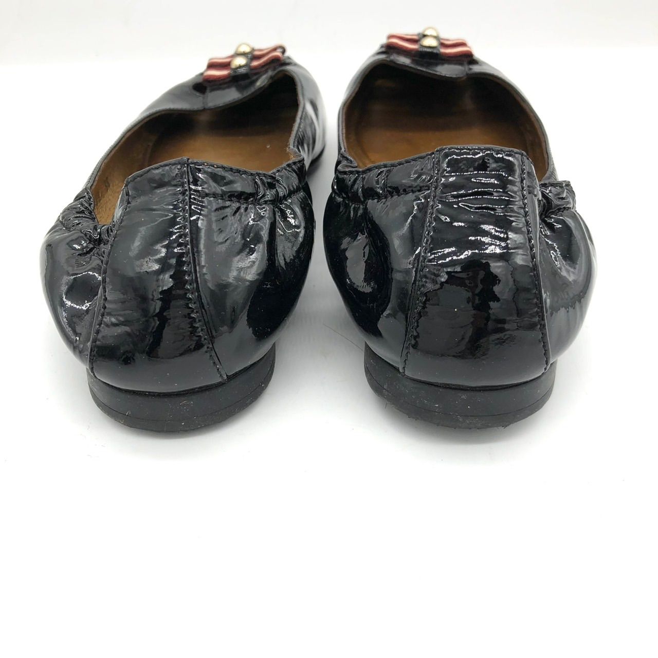BALLY バリー フラットシューズ バレエシューズ エナメル 黒 38 リボン