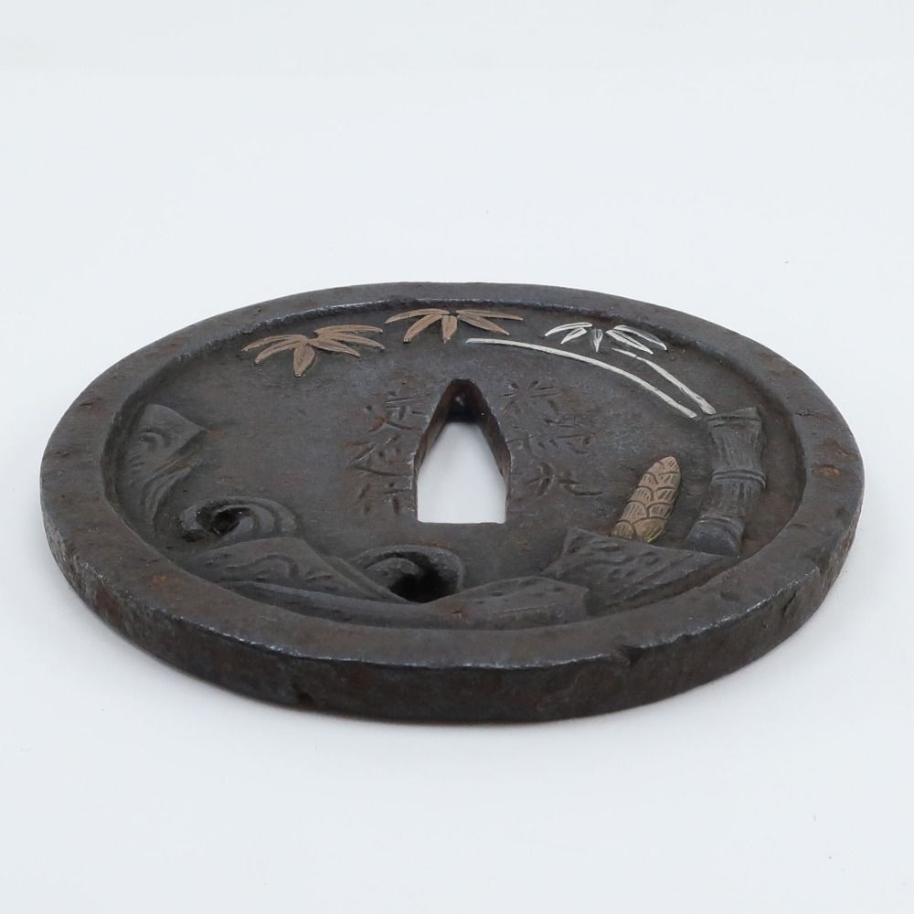 刀装具 鉄製 銀象嵌 筍文 鍔 鉄製 _ 骨董品 - メルカリ