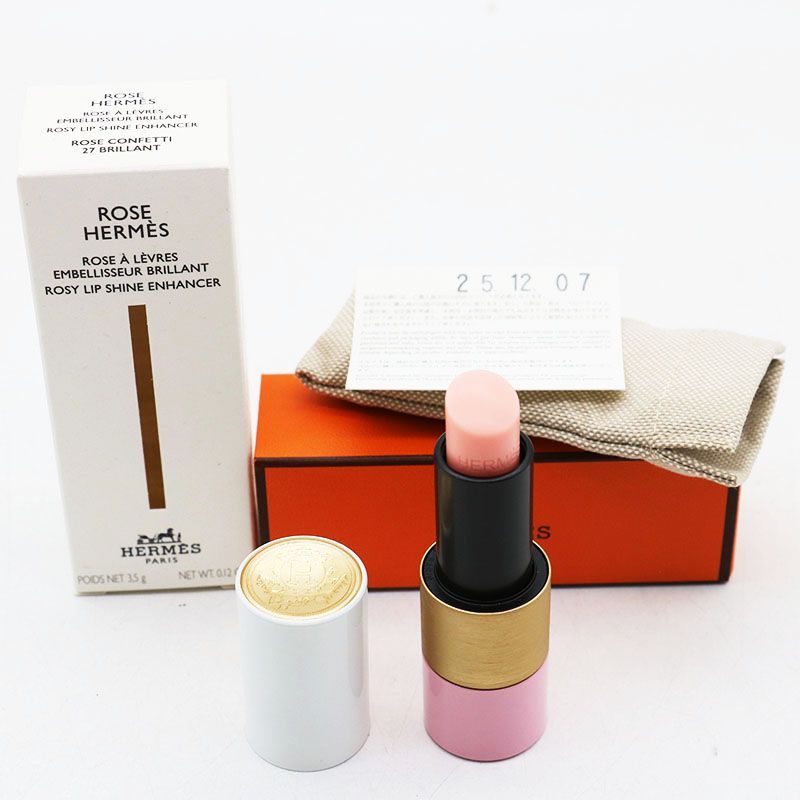 新品未使用品】HERMES リップクリーム 27 ROSE CONFETTI ティン
