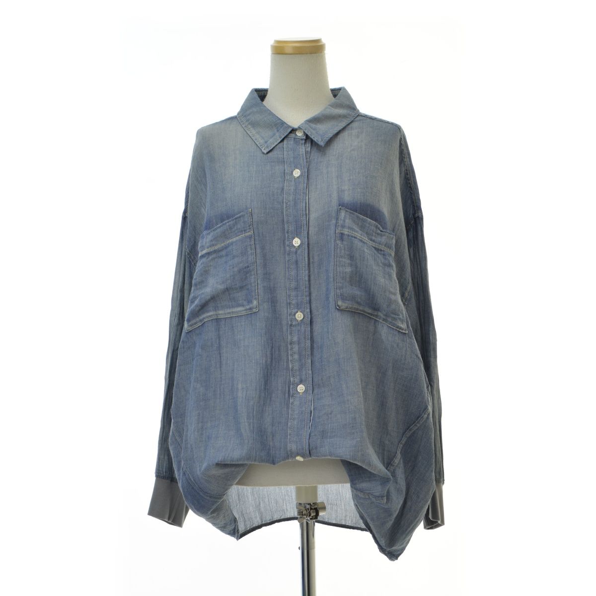 DouDou】25AW DDZ1051304A0001 袖リブシアーデニムシャツ長袖シャツ 