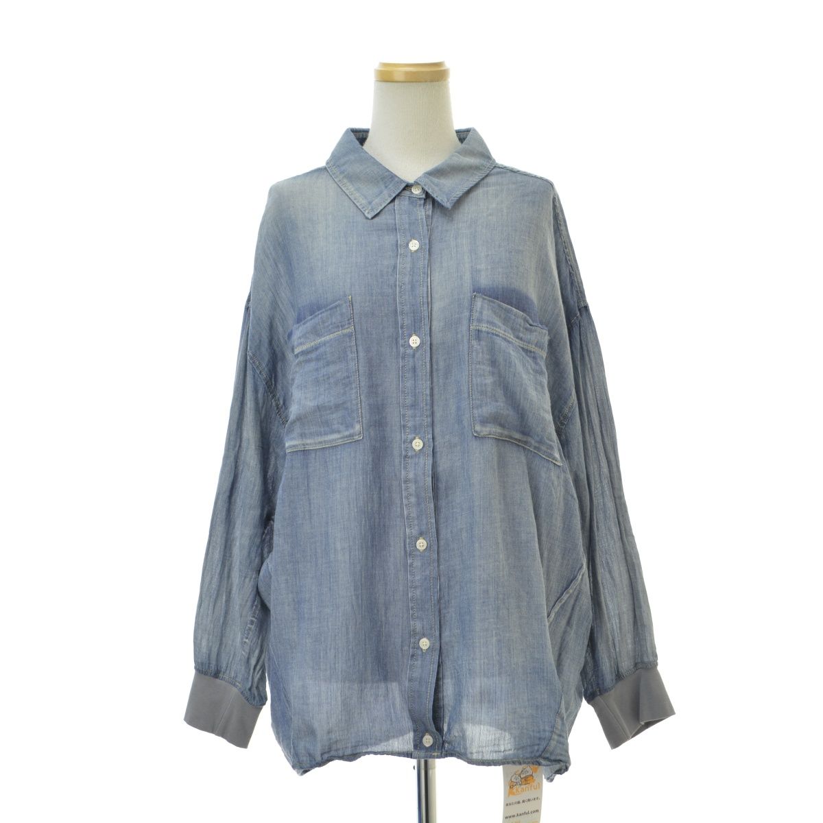 DouDou】25AW DDZ1051304A0001 袖リブシアーデニムシャツ長袖シャツ