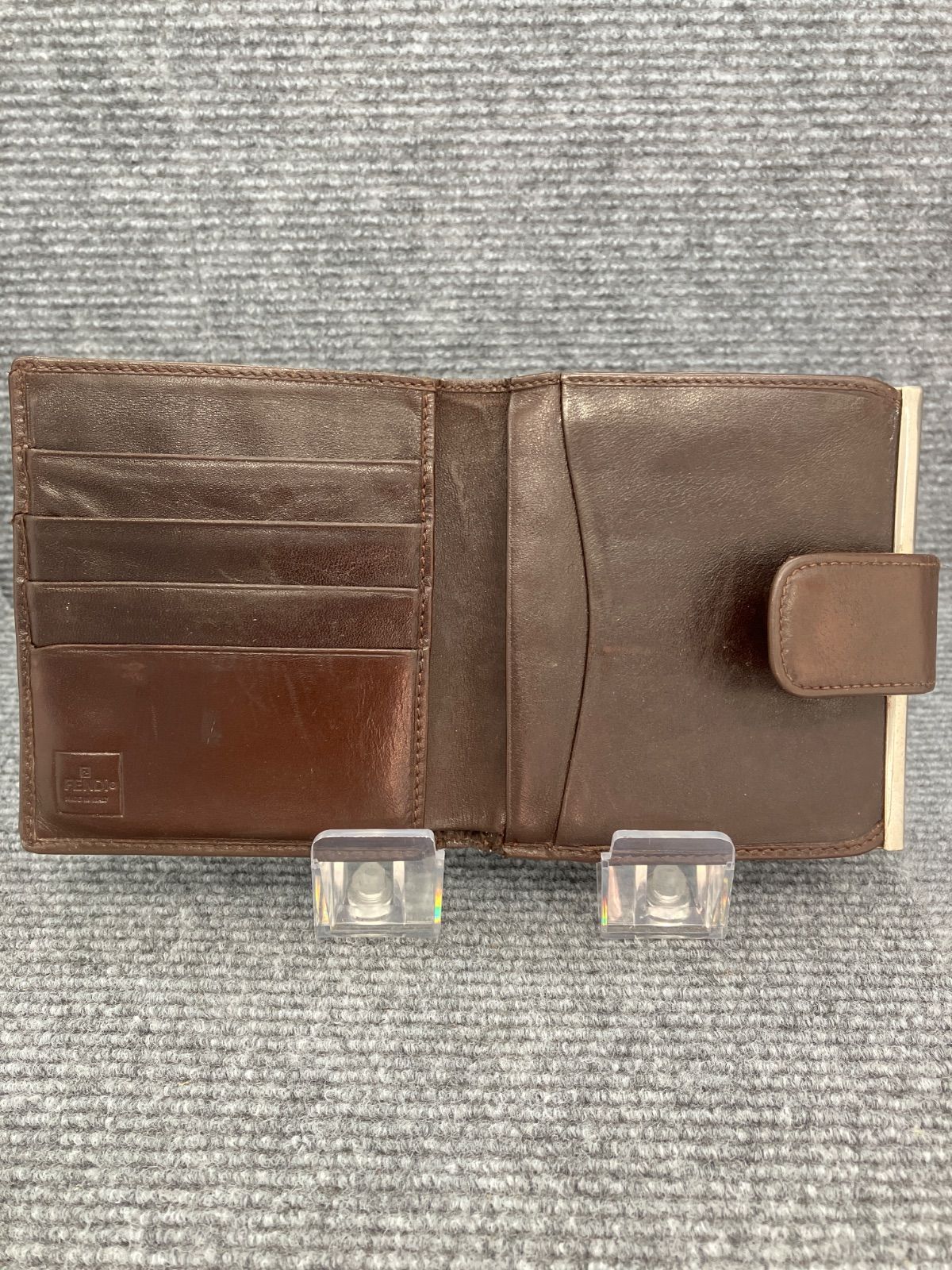 Fendi フェンディ 二つ折り財布 ズッカ キャンバス×レザー がま口 3633