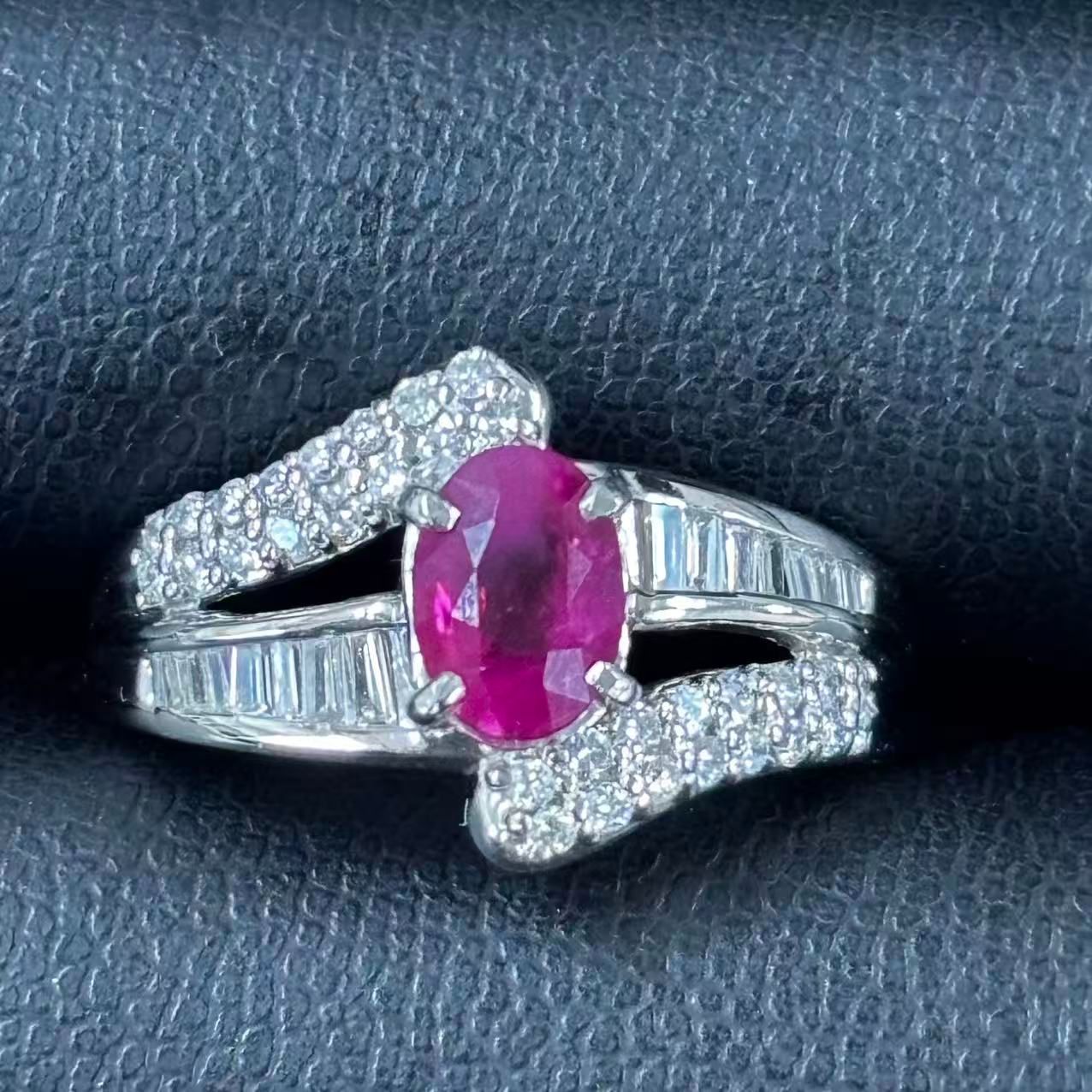 Pt900 AJ-0437□Pt900リング ルビー0.44ct＆ダイヤ0.10ct サイズ12号/磨き