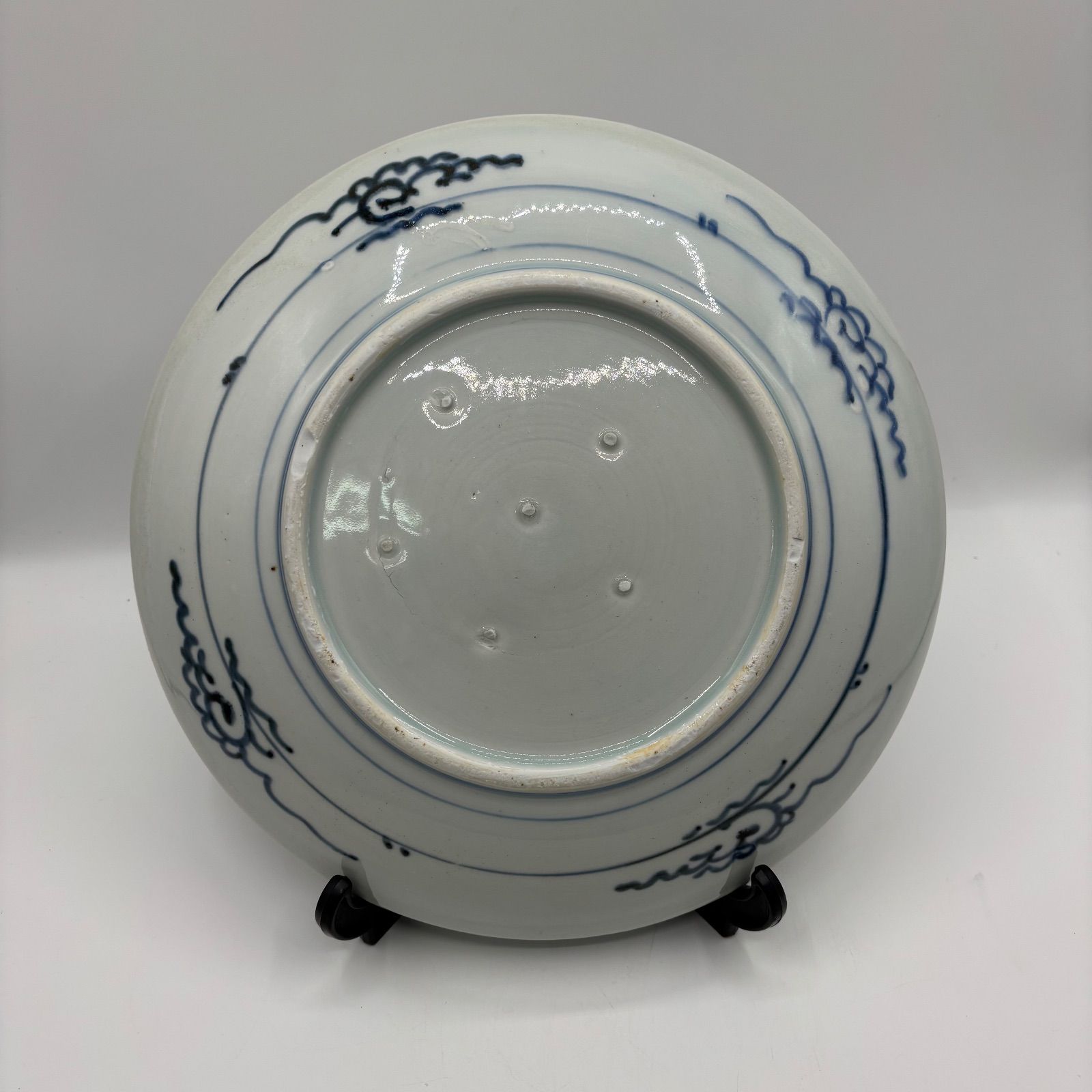 古伊万里 志田焼【牡丹文 染付 大皿】江戸後期〜明治期 28.8cm（37