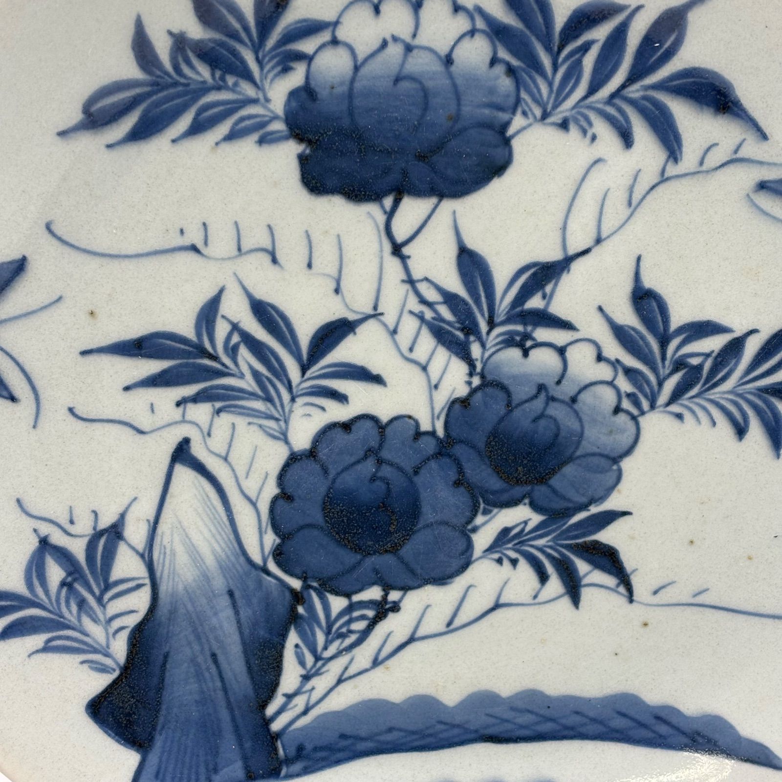 古伊万里 志田焼【牡丹文 染付 大皿】江戸後期〜明治期 28.8cm（37