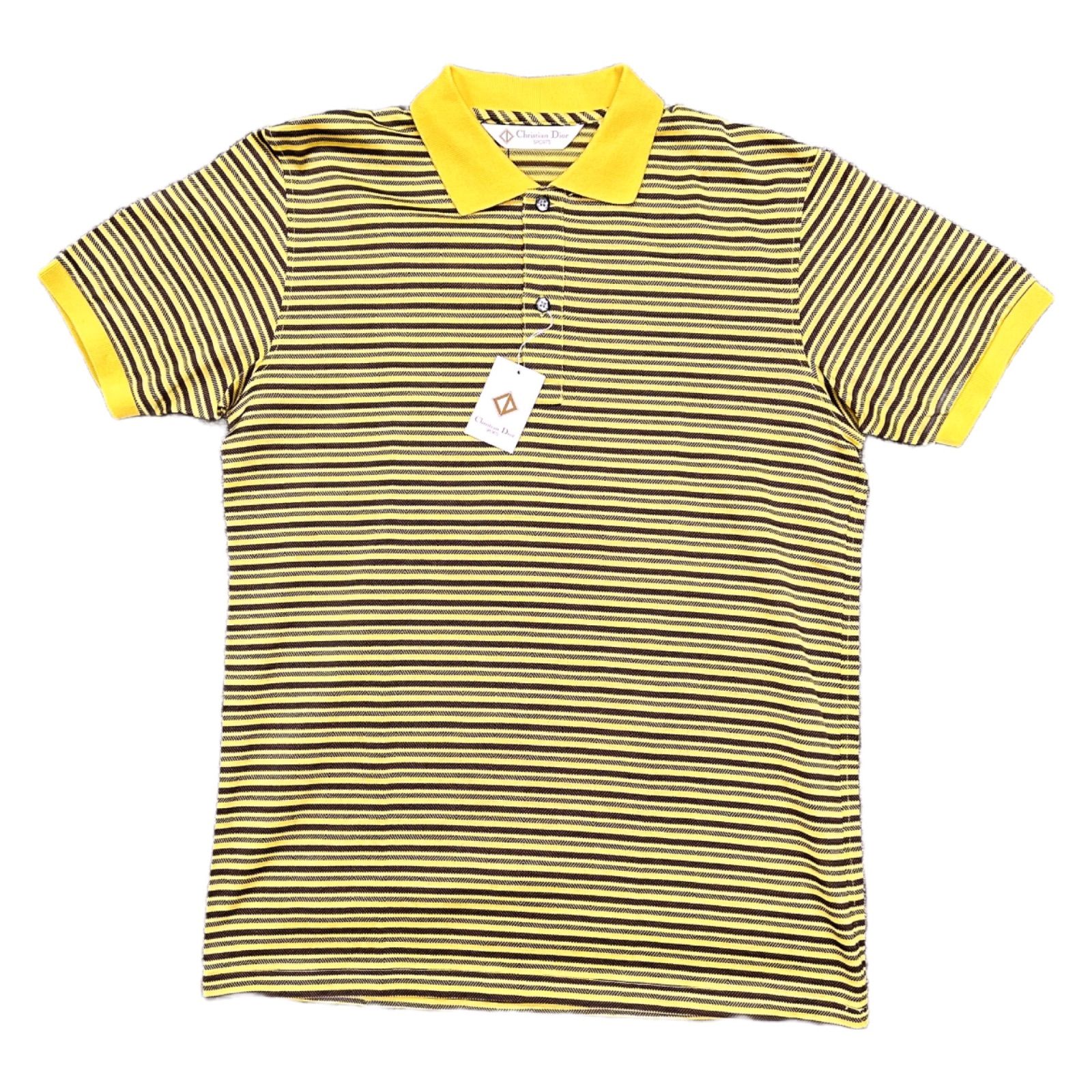 Dior ロゴパターン 半袖ポロシャツ S ディオールロゴがワンポイント♪【Dior】コットン ポロシャツ (Dior