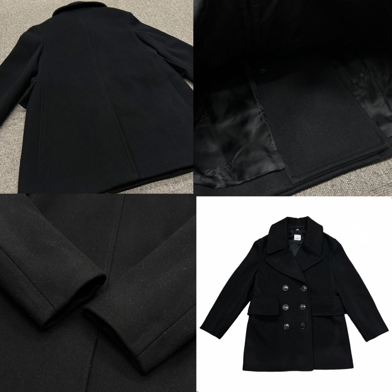 BURBERRY バーバリー ウール Pコート IT38 レディース ブラック