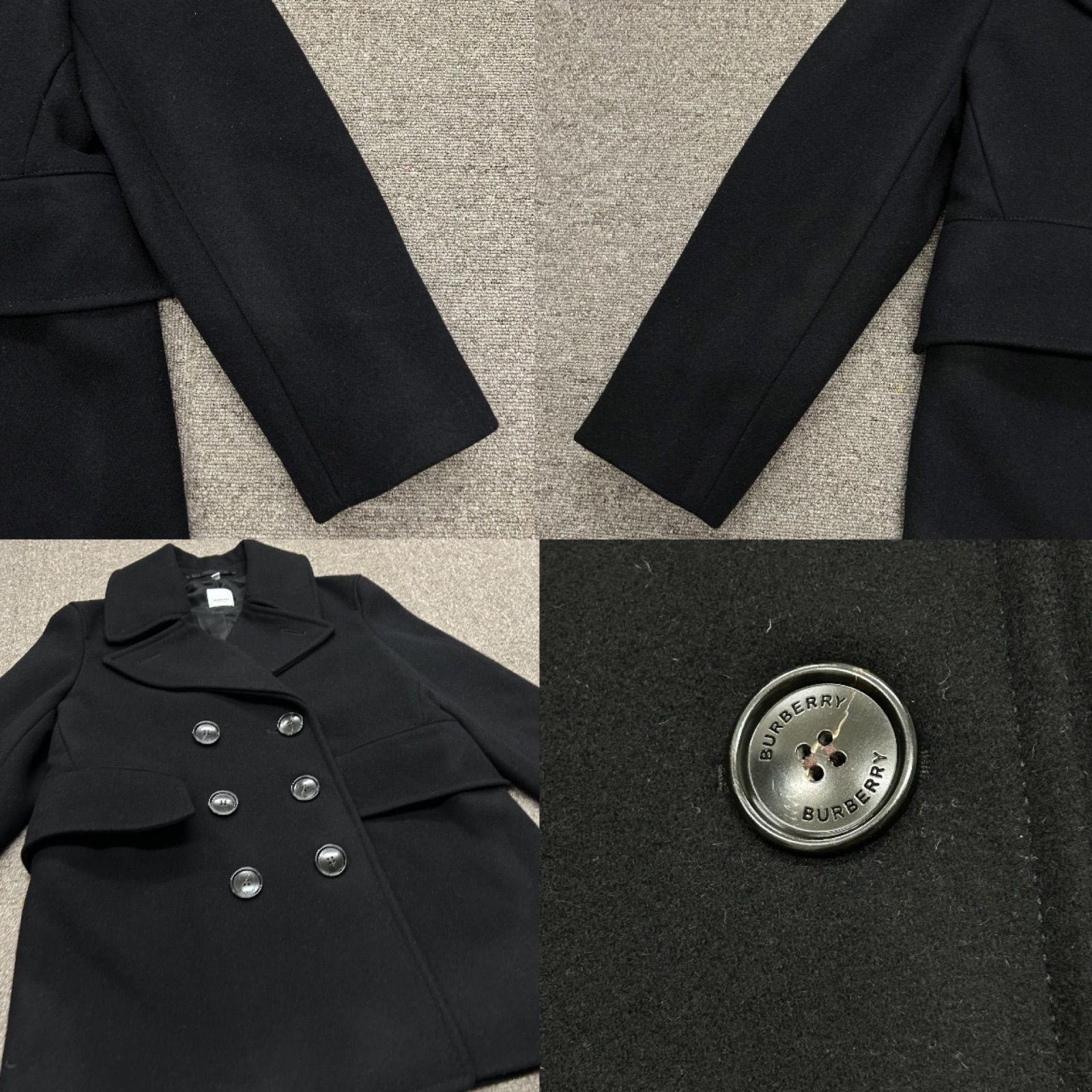 BURBERRY バーバリー ウール Pコート IT38 レディース ブラック