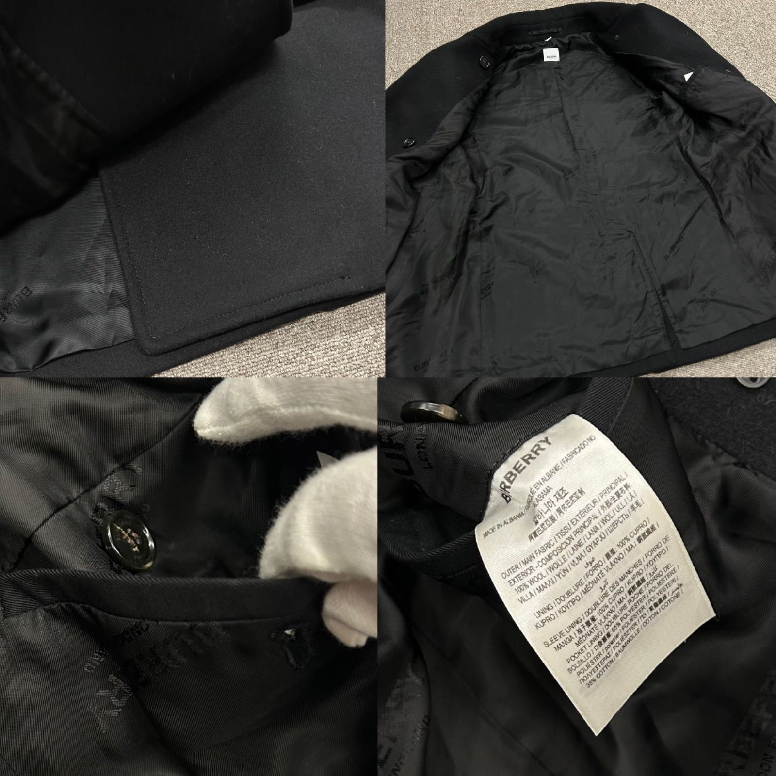 BURBERRY バーバリー ウール Pコート IT38 レディース ブラック 