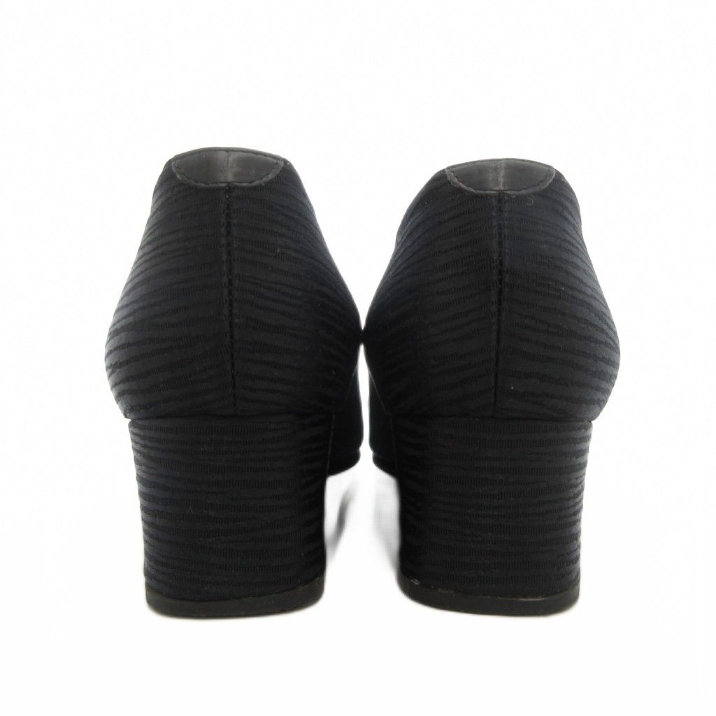 銀座ヨシノヤ パンプス 23.5cm シューズ ローヒール 黒 ブラック /AE