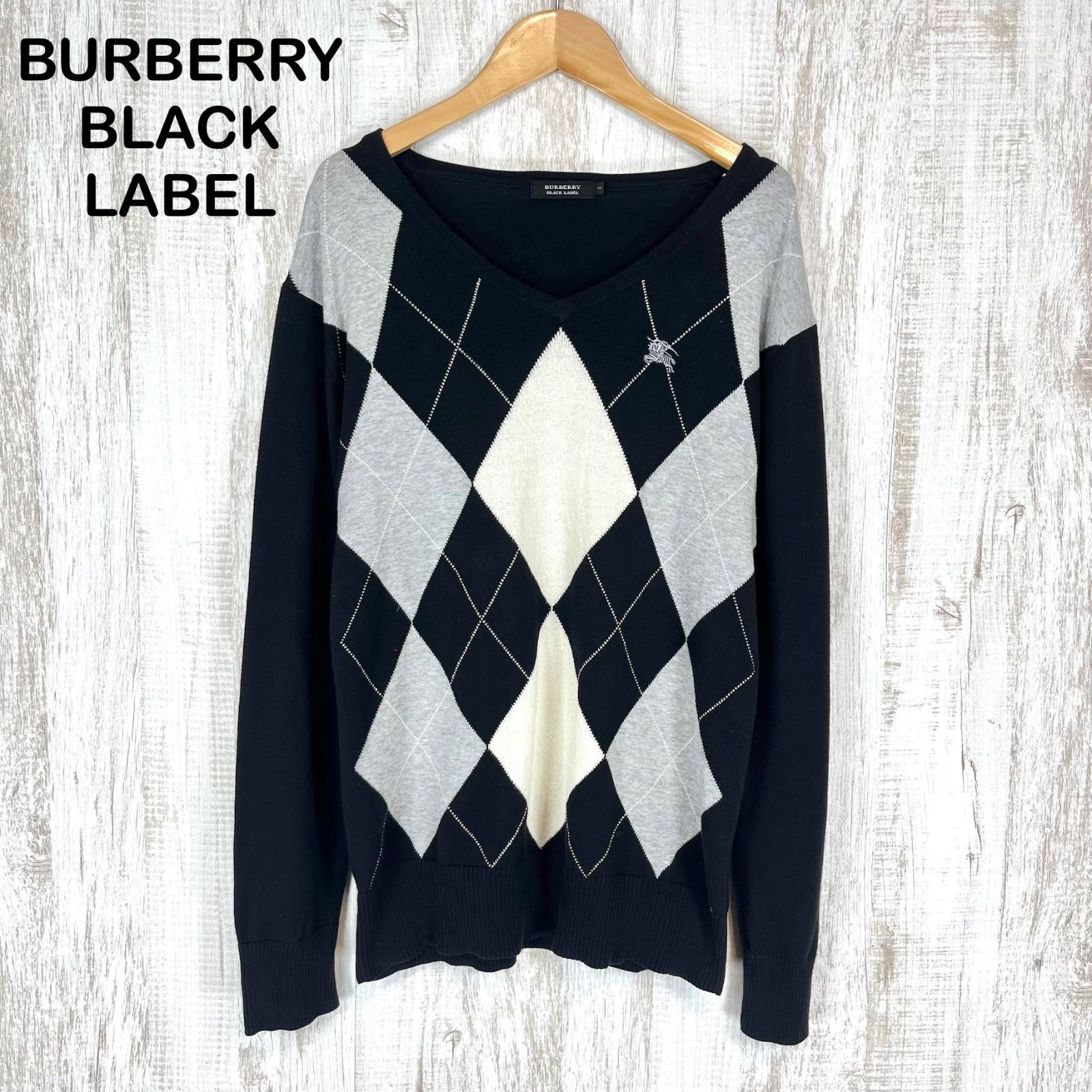 BURBERRY BLACK LABEL リブニット 刺繍 BURBERRY BLACK LABEL