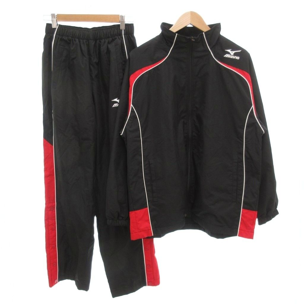 ウィンドブレーカーMizuno 上下セット M黒/赤 ミズノ MIZUNO セットアップ ウインドブレーカー イージーパンツ