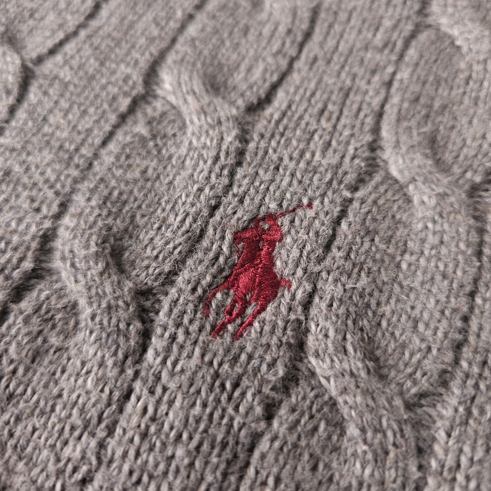 Polo by Ralph Lauren 赤グレー ストライプ セーター POLO RALPH LAUREN】ポロラルフローレン 秋冬 ケーブルニット ニット