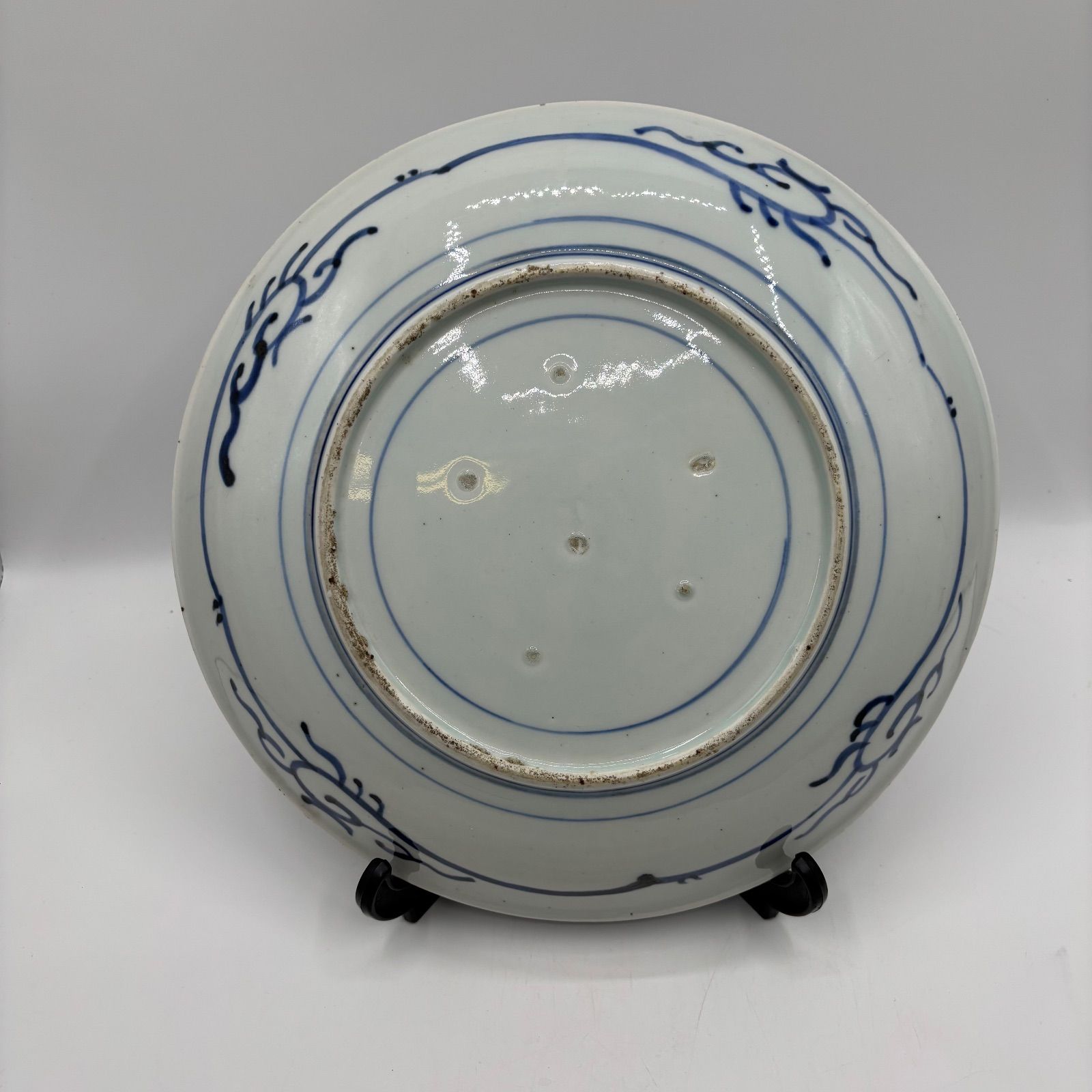 古伊万里 志田窯【牡丹文 染付 大皿】江戸後期〜明治期 28.5cm（38