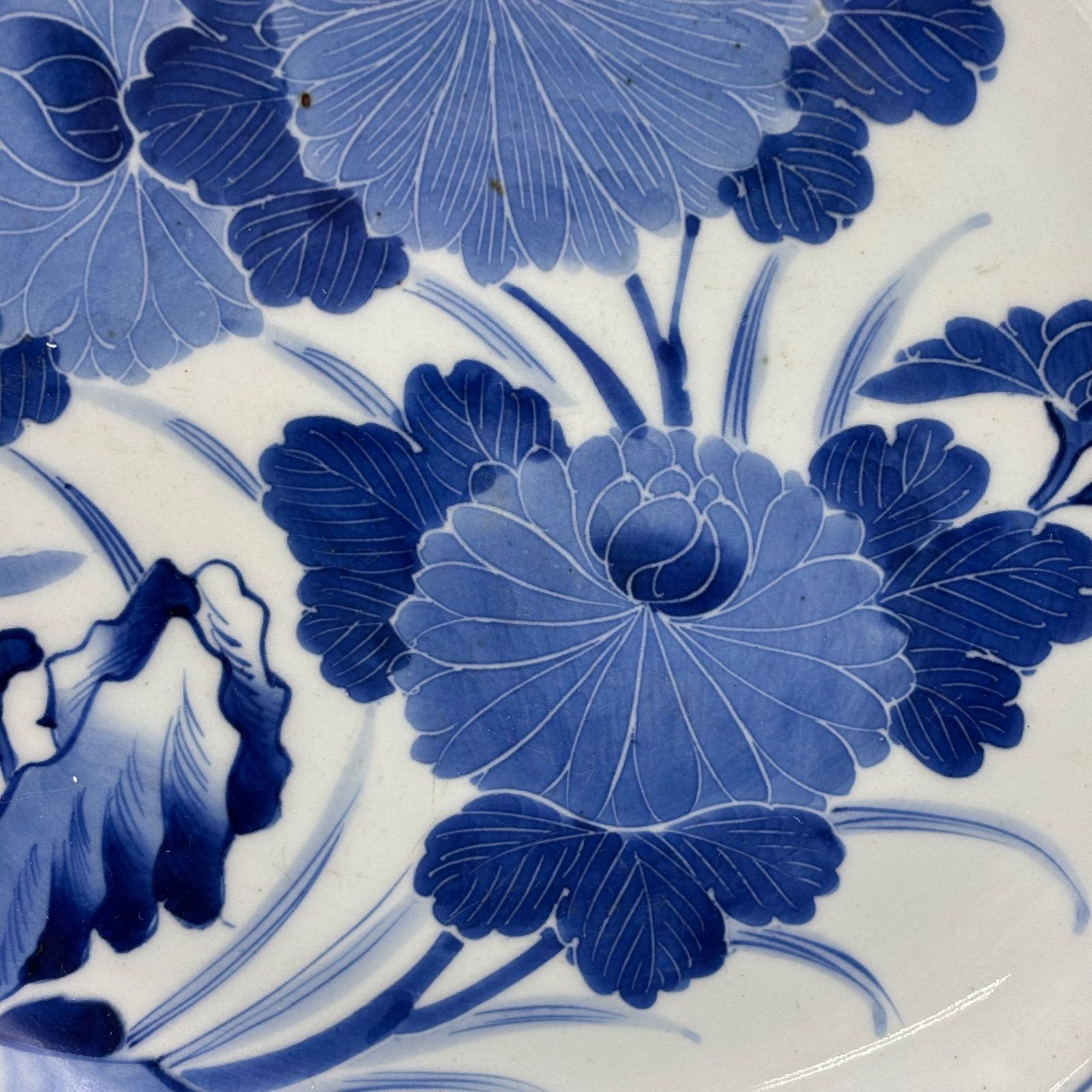 古伊万里 志田窯【牡丹文 染付 大皿】江戸後期〜明治期 28.5cm（38