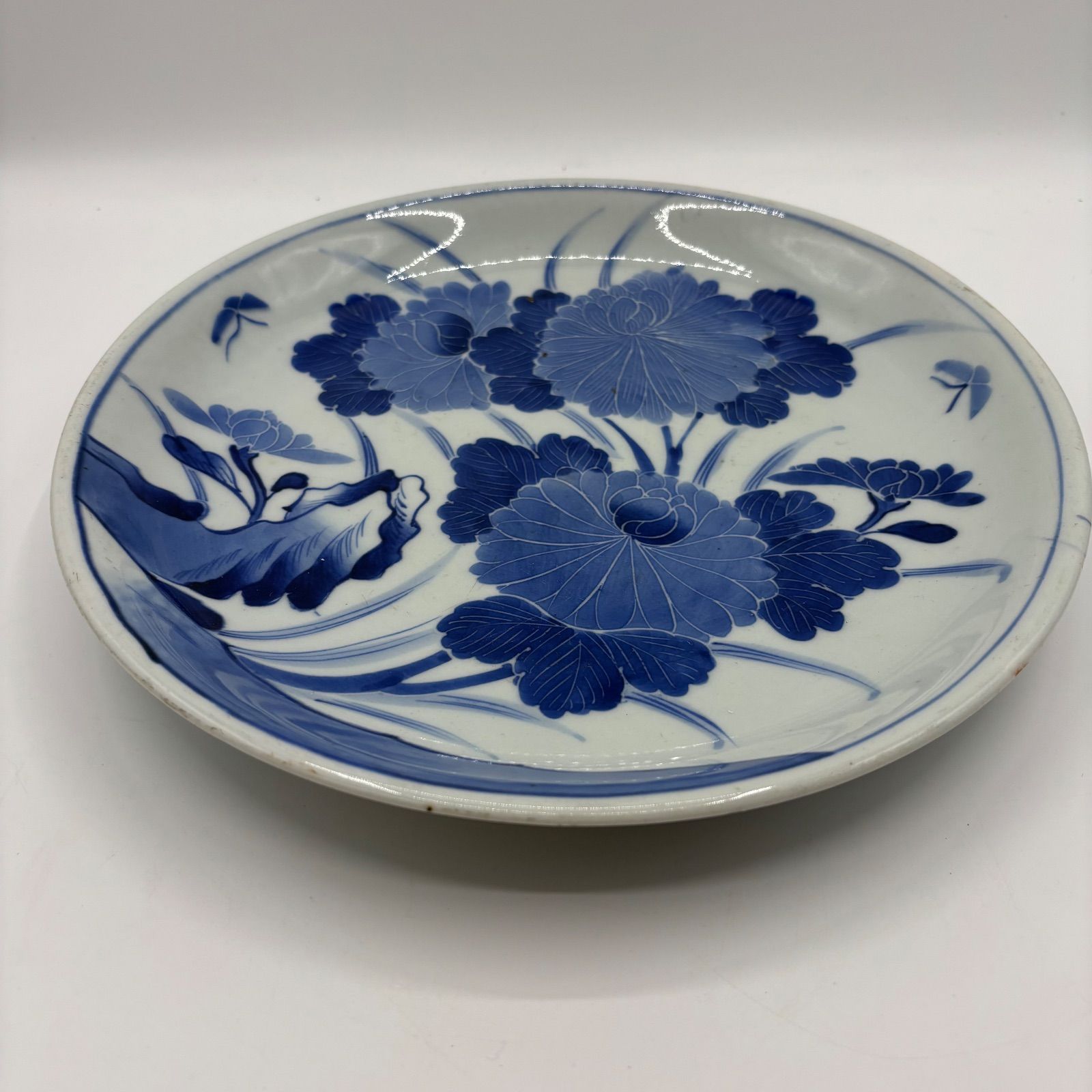 古伊万里 志田窯【牡丹文 染付 大皿】江戸後期〜明治期 28.5cm（38