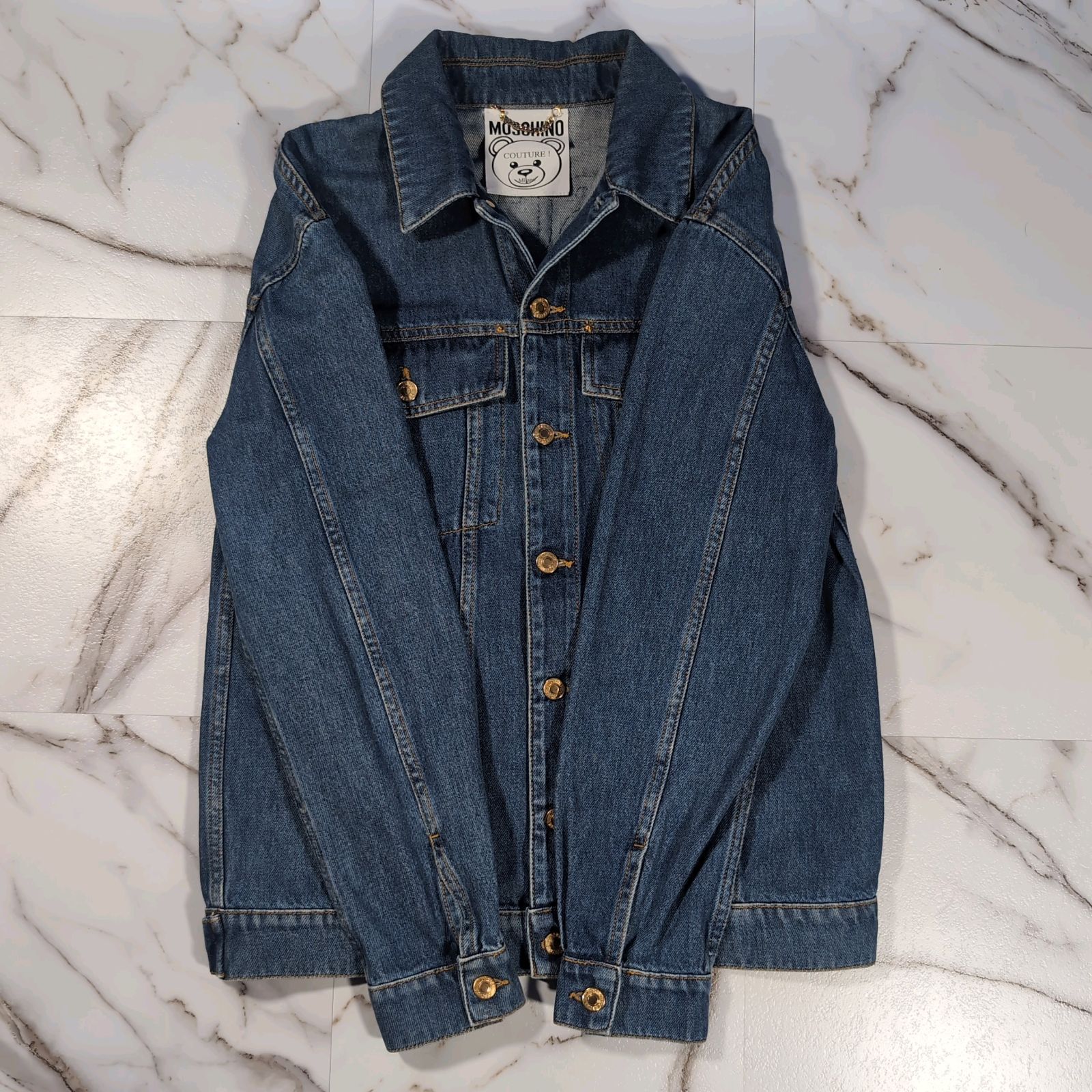 MOSCHINO テディベア デニムジャケット スパンコール 42(XL