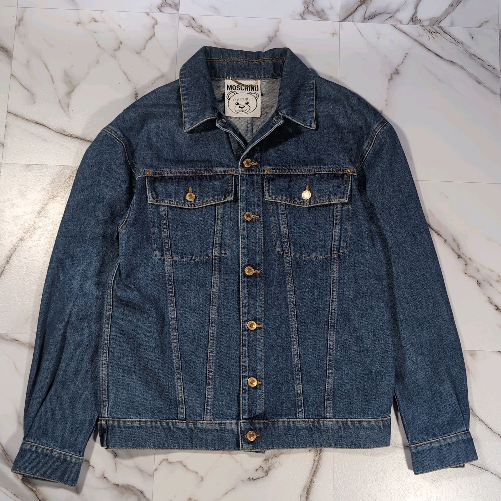 MOSCHINO テディベア デニムジャケット スパンコール 42(XL