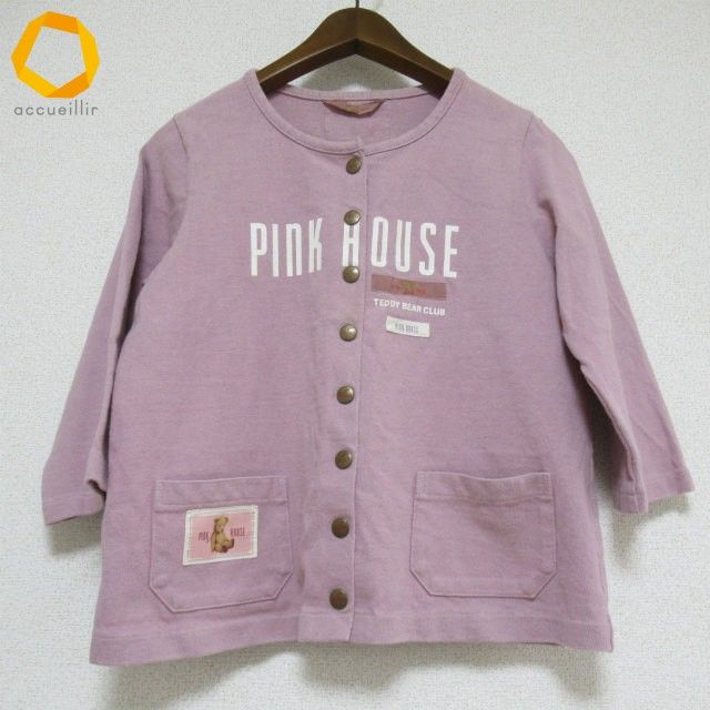 anc ピンクハウス PINKHOUSE カーディガン M 薄紫 くま ロゴ ワッペン
