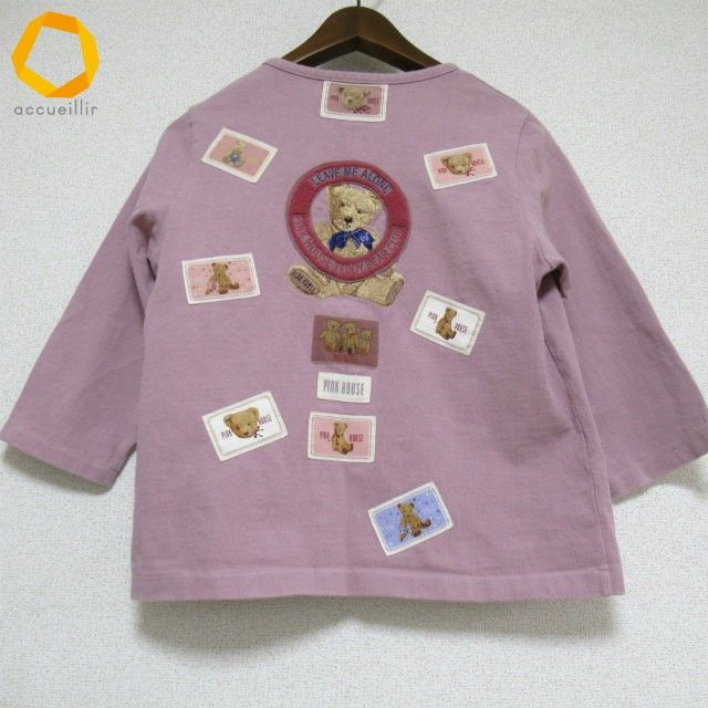 anc ピンクハウス PINKHOUSE カーディガン M 薄紫 くま ロゴ ワッペン