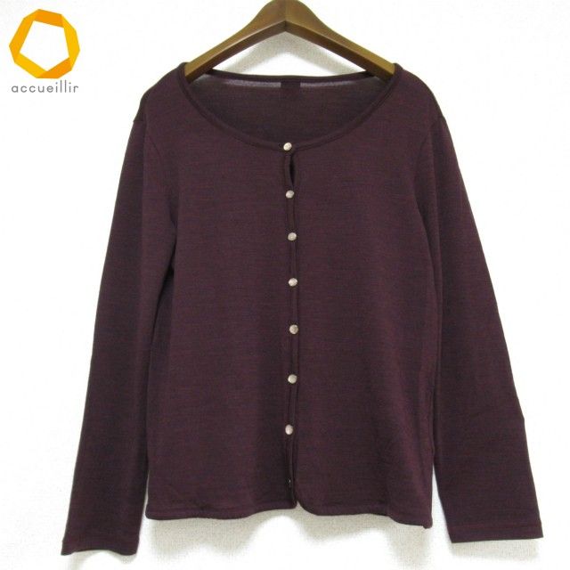 wnc マドモアゼルノンノン MademoiselleNONNON カーディガン L えんじ