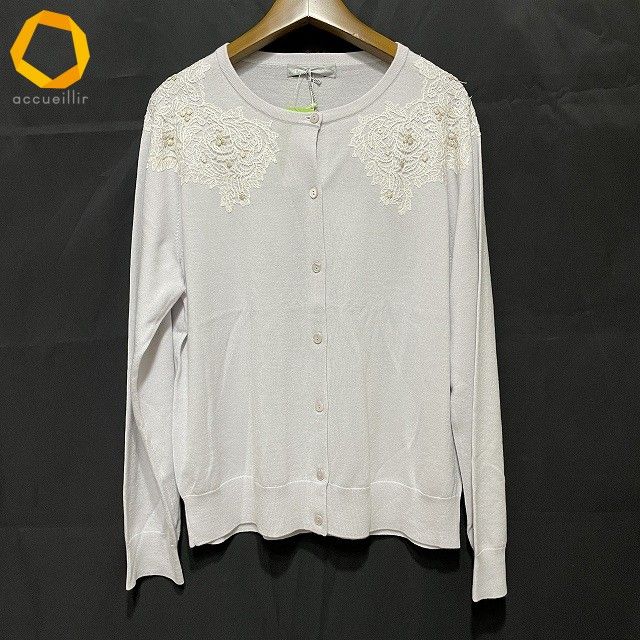 anc ダーマ DAMA カーディガン 3L グレー系 ニット レース シルク混