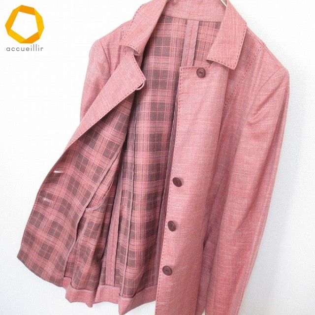 高級ロロピアーナ生地 レリアン リネン シルク テーラードジャケット ピンク ９ 高級ロロピアーナ生地 レリアン リネン シルク テーラードジャケット