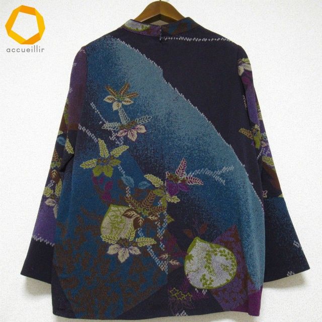 anc シセンドウ 詩仙堂 チュニック 紫系 マルチ ちりめん ゴールドタグ