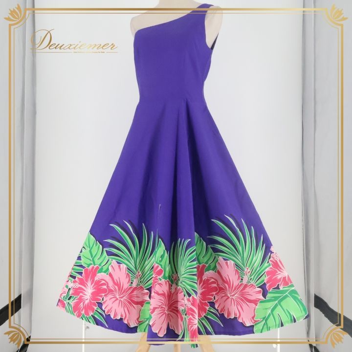 フラダンス 衣装 ワンピース ドレス Hula Ku パープル系 日本製 ワン