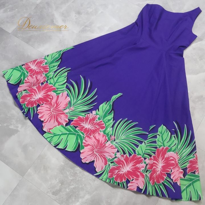 フラ#hula#衣装#ドレス#花柄#パープル#ピンク#グリーン フラダンス 衣装 ワンピース ドレス Hula Ku パープル系 日本製 ワン