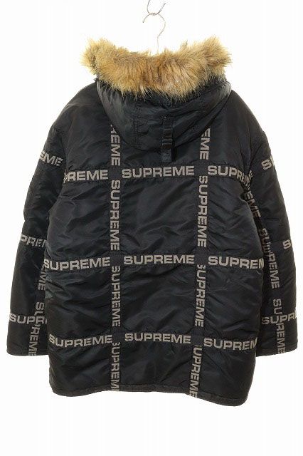 【人気のS】Supreme 18AW Logo Tape N-3B Parka シュプリーム SUPREME 18AW LOGO TAPE N-3B PARKA BLACK S ロゴ テープ