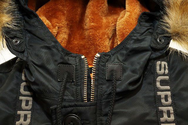 シュプリーム SUPREME 18AW LOGO TAPE N-3B PARKA BLACK S ロゴ テープ