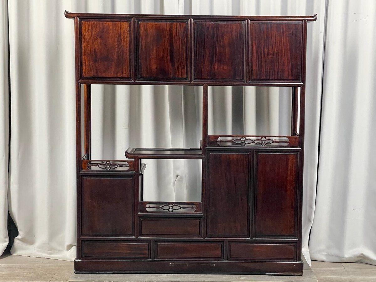 GT06 唐木家具 花梨材 総無垢 飾り棚 違い棚 / 飾棚 違棚 中国 茶棚
