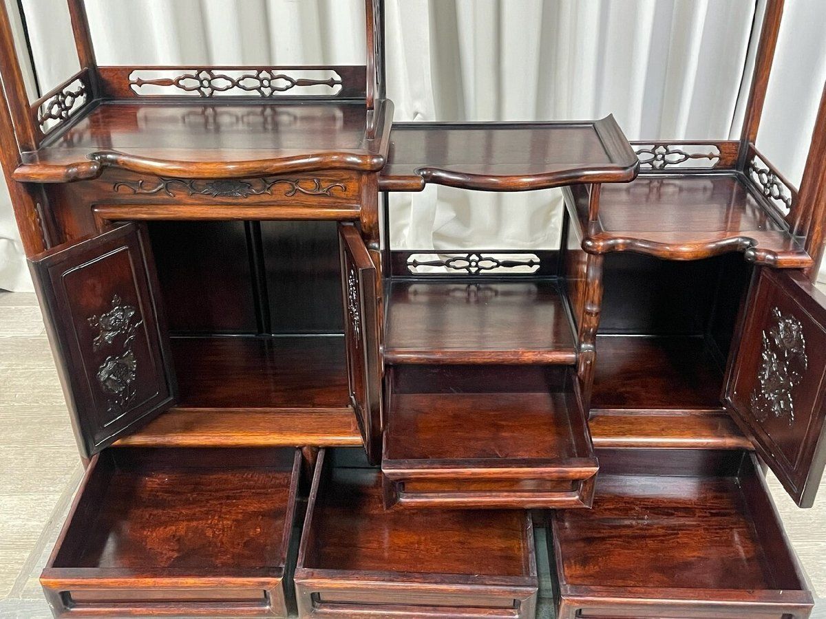 GT06 唐木家具 花梨材 総無垢 飾り棚 違い棚 / 飾棚 違棚 中国 茶棚