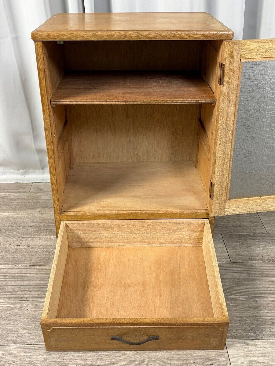 3339 古民家 アンティーク ガラス 収納棚 キャビネット レトロ 電話台