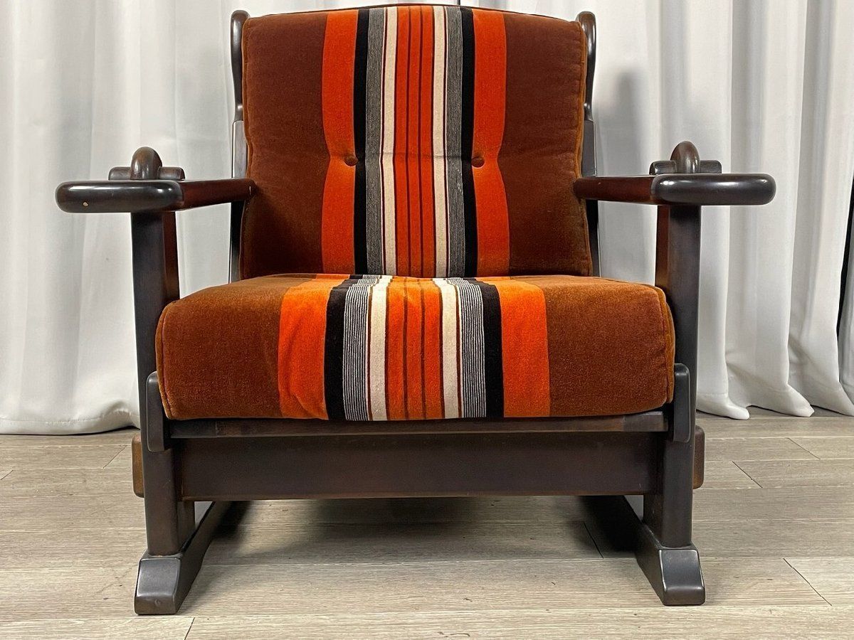 3396 カリモク オールド ストライプ モケット 1人掛け ソファ
